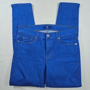 7 For All Mankind Womens Blue Skinny Zipper Ankle‎ Jeans Size 28